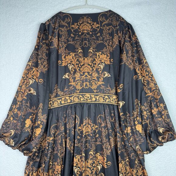 City Chic Ivanna Maxi Dress Black Gold‎ Scarf Print Plus 22 XL Boho Romantic NWT - Picture 13 of 16